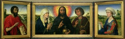 The Braque Family Triptych: (LtoR) St. John the Baptist, Christ the Redeemer between the Virgin and St. John the Evangelist, St. Mary Magdalene by Rogier van der Weyden